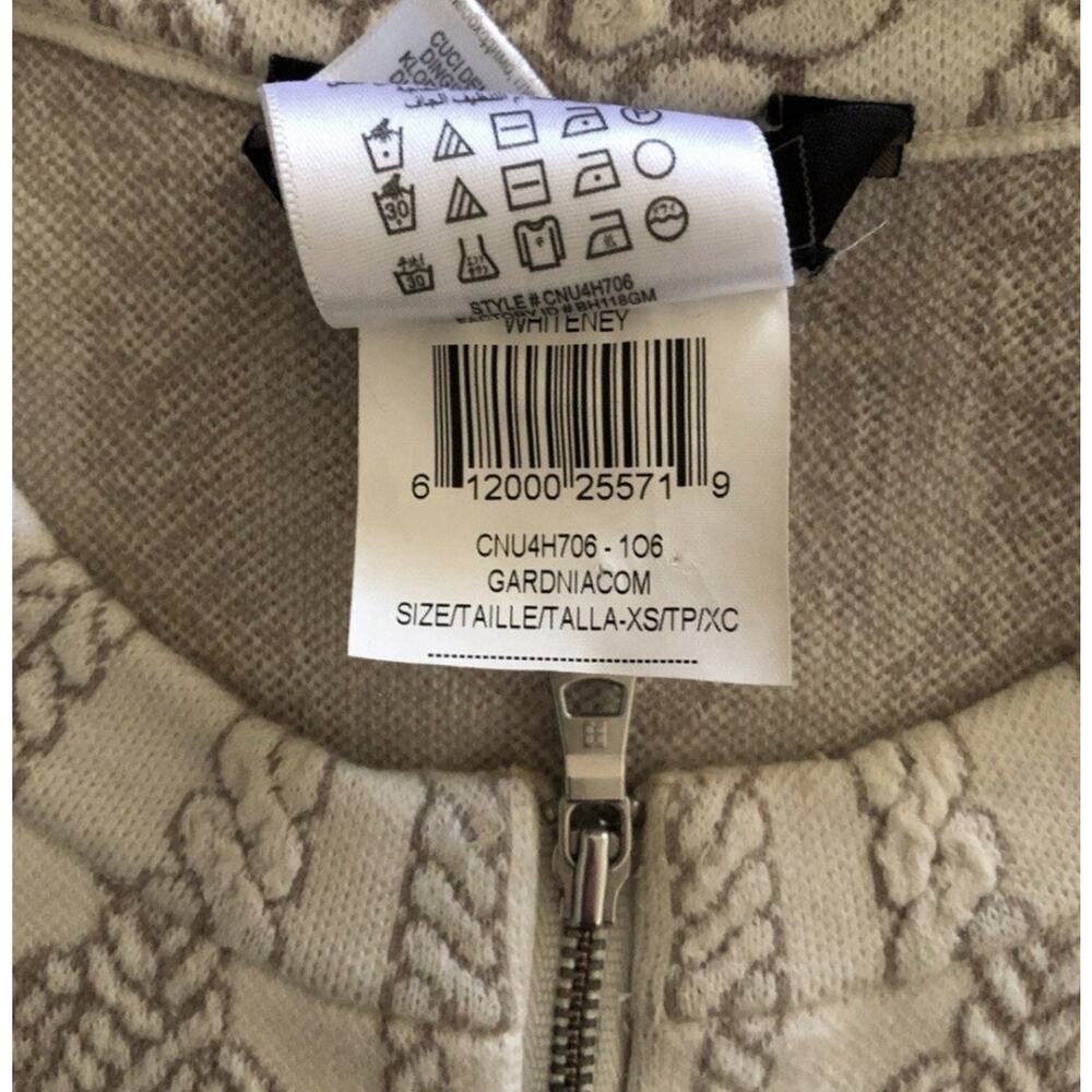BCBGMaxAzria White Cream Stretch Jacket Front Zip Asymmetrical Hem Women’s XS - Picture 7 of 13